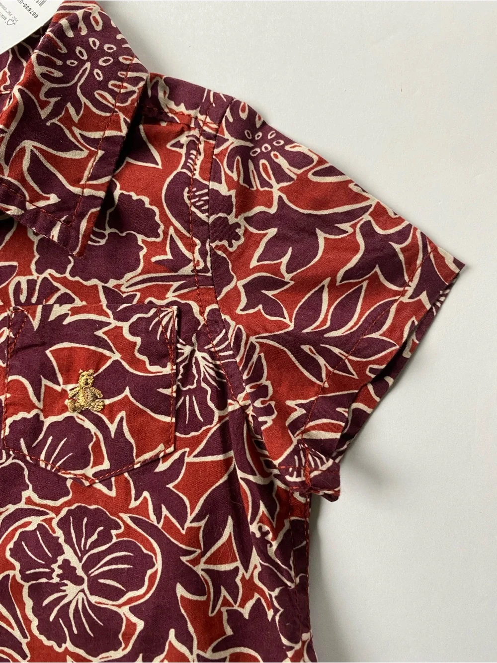 GAP Hawaiian Shirt Size 6 12 Months NWT One Piece Snap Top New Floral Red Orange
